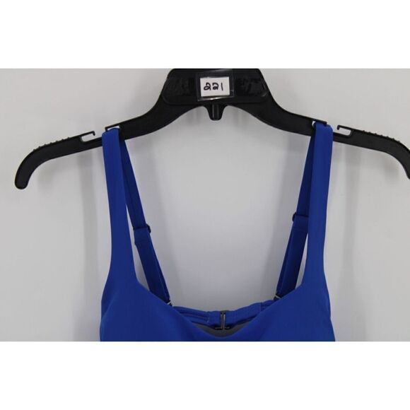 Athleta Square Neck Bra Cup TANKINI TOP Size 32D/DD Bright Blue Ruched Sides - Picture 9 of 13